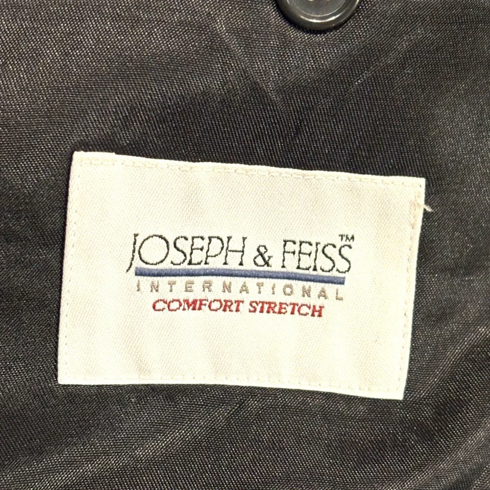 Joseph & Feiss Mens 100% Wool 2 Piece Suit Black 48 Short 46 Waist RN 77219 READ